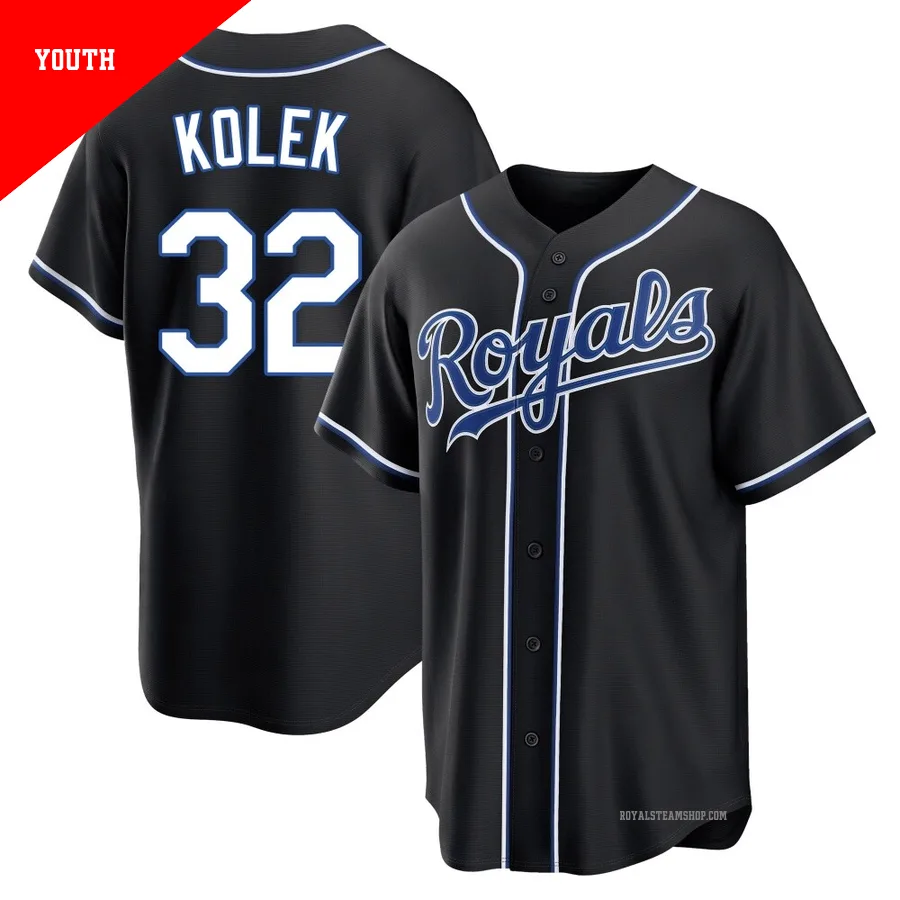 Youth Kansas City Royals ＃32 Stephen Kolek Black Replica Fashion Out Jersey