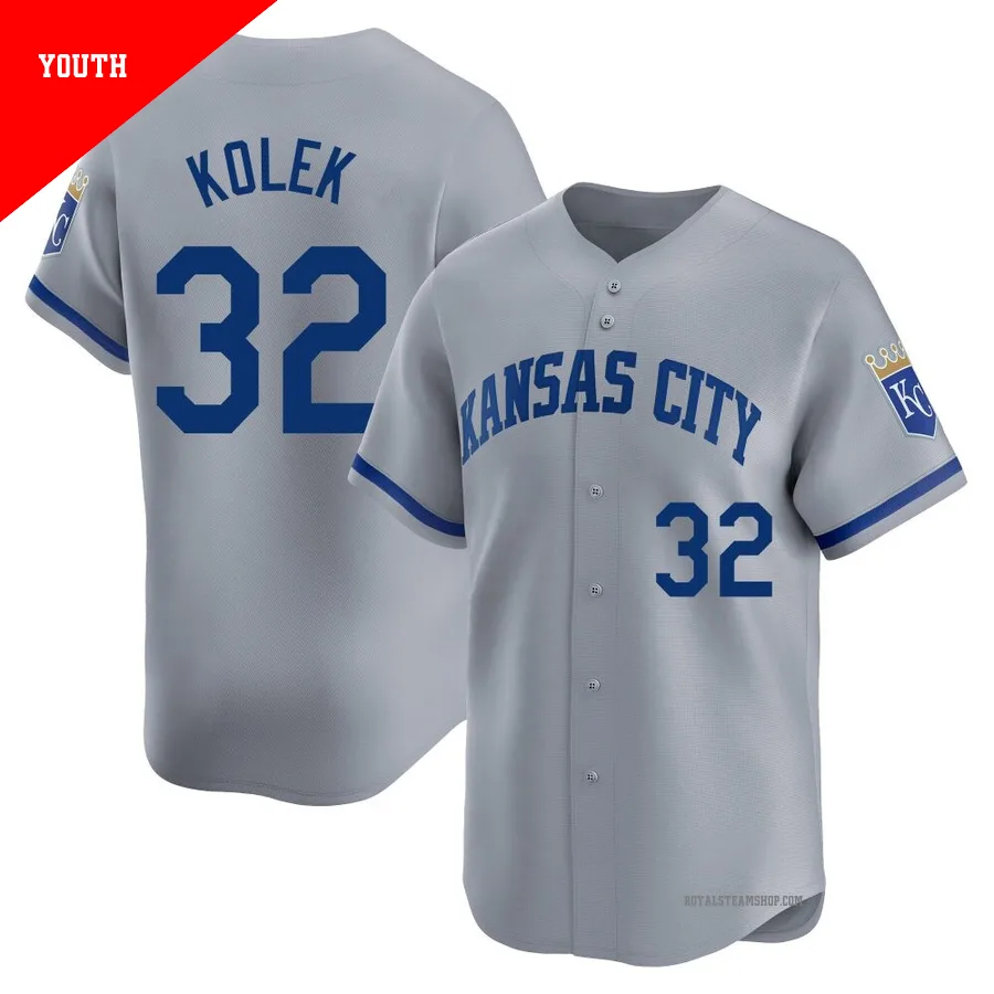 Youth Kansas City Royals ＃32 Stephen Kolek Gray Limited Away Jersey