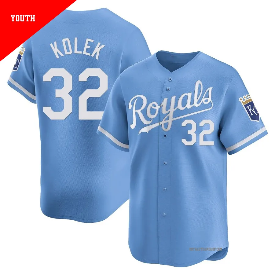 Youth Kansas City Royals ＃32 Stephen Kolek Light Blue Limited Alternate Jersey