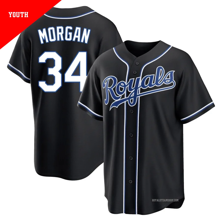 Youth Kansas City Royals ＃34 Eli Morgan Black Replica Fashion Out Jersey