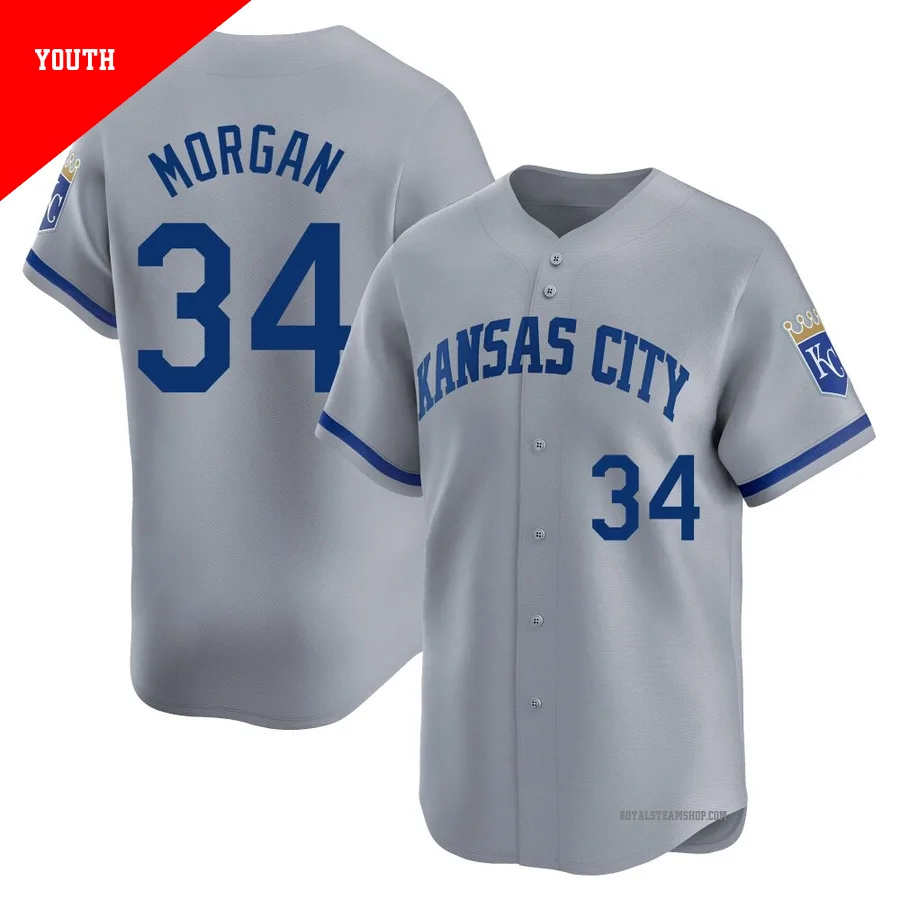 Youth Kansas City Royals ＃34 Eli Morgan Gray Limited Away Jersey