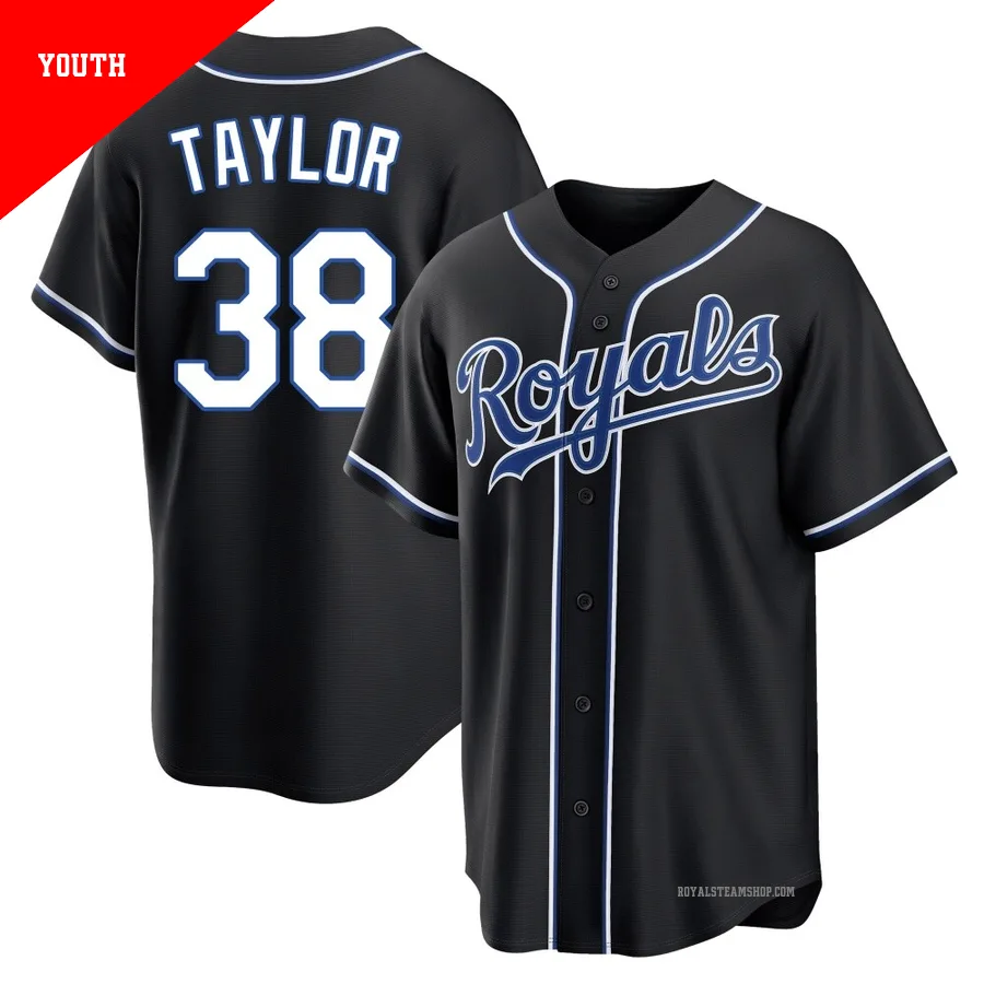 Youth Kansas City Royals ＃38 Josh Taylor Black Replica Fashion Out Jersey