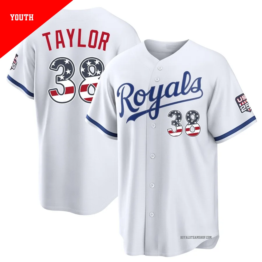 Youth Kansas City Royals ＃38 Josh Taylor White Limited USA 250 Fourth Of July Home Stadium Jersey