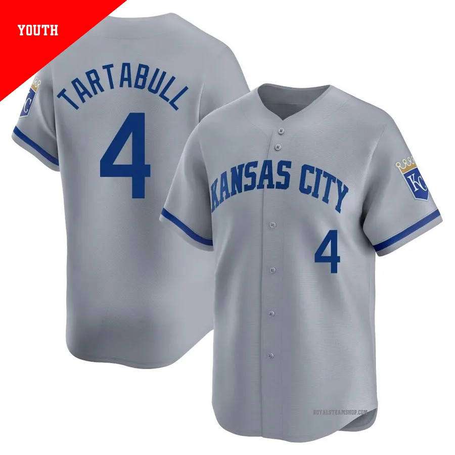 Youth Kansas City Royals ＃4 Danny Tartabull Gray Limited Away Jersey