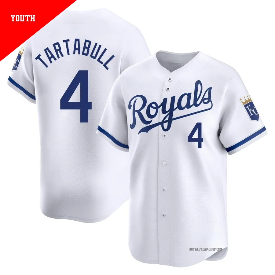 Youth Kansas City Royals ＃4 Danny Tartabull White Limited Home Jersey