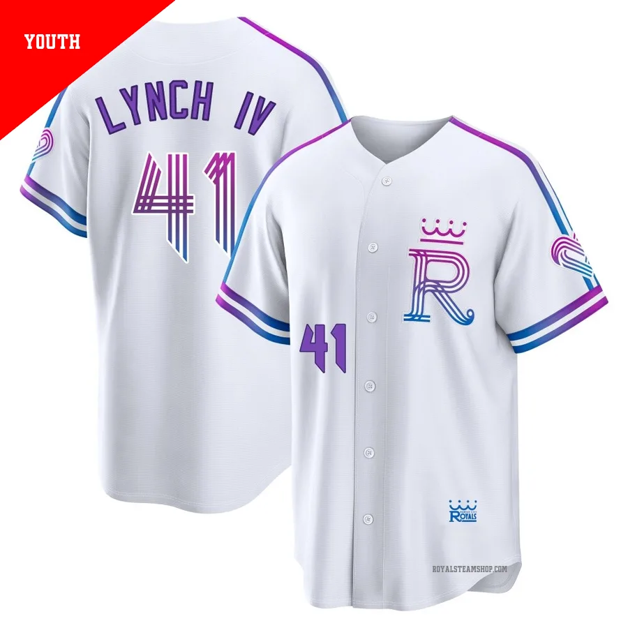 Youth Kansas City Royals ＃41 Daniel Lynch IV White Limited 2026 City Connect Stadium Jersey