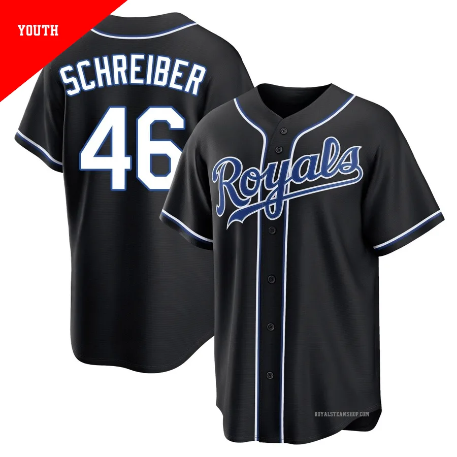 Youth Kansas City Royals ＃46 John Schreiber Black Replica Fashion Out Jersey