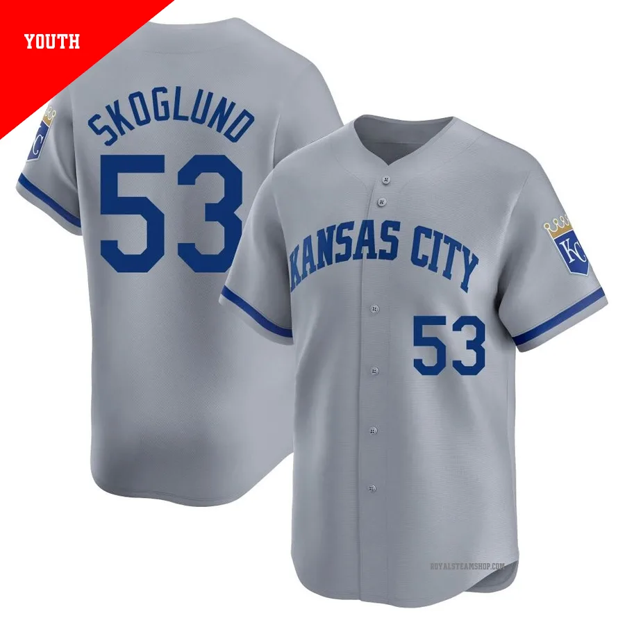 Youth Kansas City Royals ＃53 Eric Skoglund Gray Limited Away Jersey
