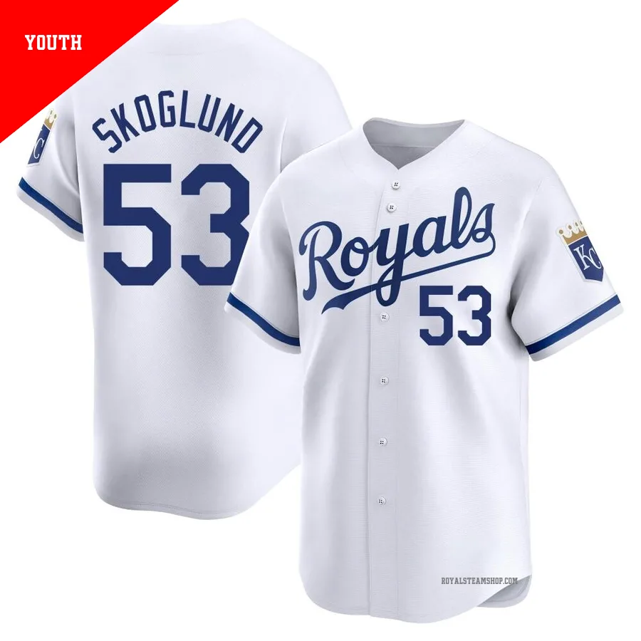 Youth Kansas City Royals ＃53 Eric Skoglund White Limited Home Jersey