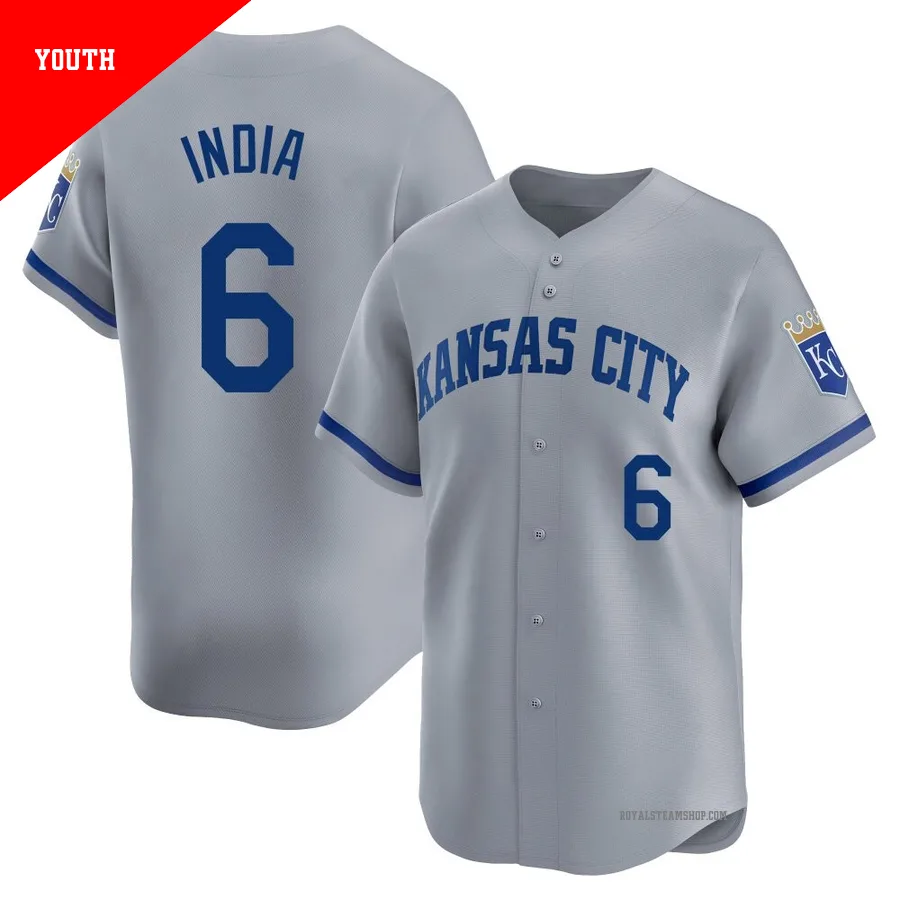 Youth Kansas City Royals ＃6 Jonathan India Gray Limited Away Jersey