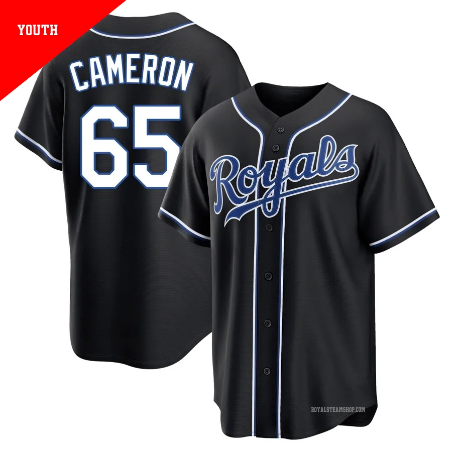 Youth Kansas City Royals ＃65 Noah Cameron Black Replica Fashion Out Jersey