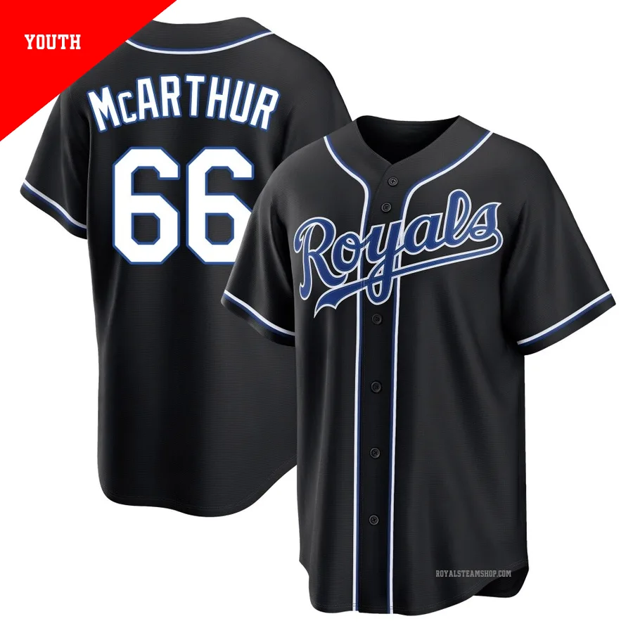 Youth Kansas City Royals ＃66 James McArthur Black Replica Fashion Out Jersey