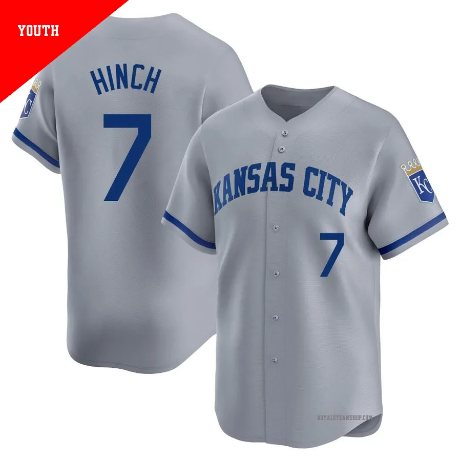 Youth Kansas City Royals ＃7 A.j. Hinch Gray Limited Away Jersey