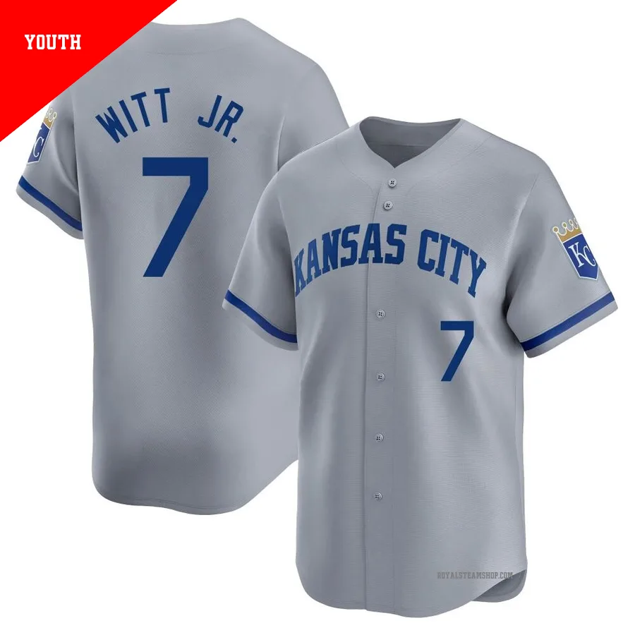 Youth Kansas City Royals ＃7 Bobby Witt Jr. Gray Limited Away Jersey