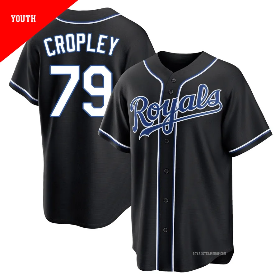Youth Kansas City Royals ＃79 Tyler Cropley Black Replica Fashion Out Jersey
