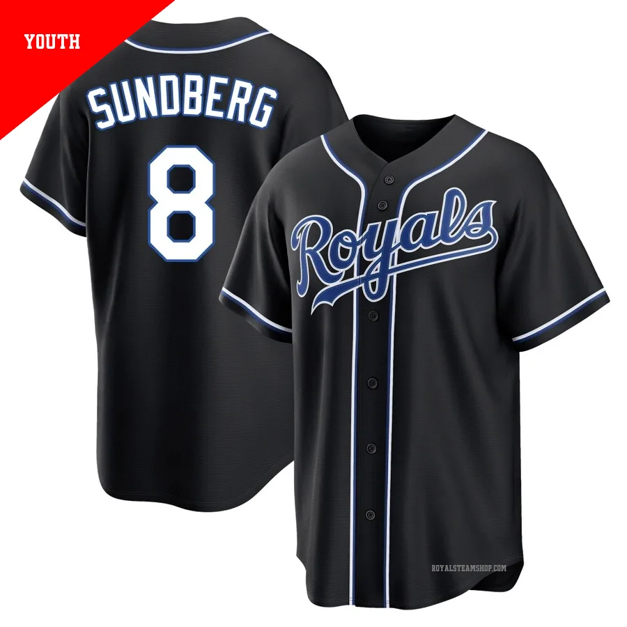 Youth Kansas City Royals ＃8 Jim Sundberg Black Replica Fashion Out Jersey