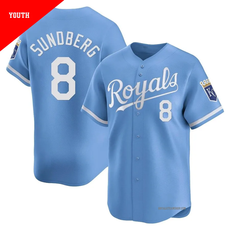 Youth Kansas City Royals ＃8 Jim Sundberg Light Blue Limited Alternate Jersey