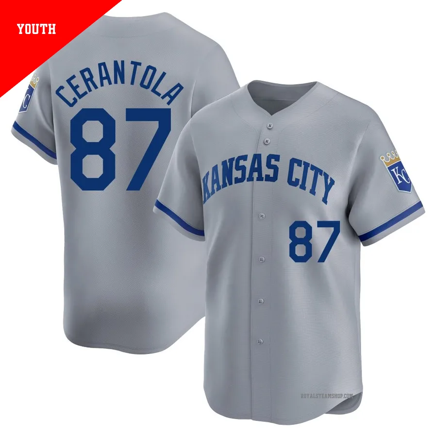 Youth Kansas City Royals ＃87 Eric Cerantola Gray Limited Away Jersey